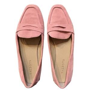 Talbots Light Pink Suede Penny Loafer Slip On Size 9 M Spring Pastel Preppy